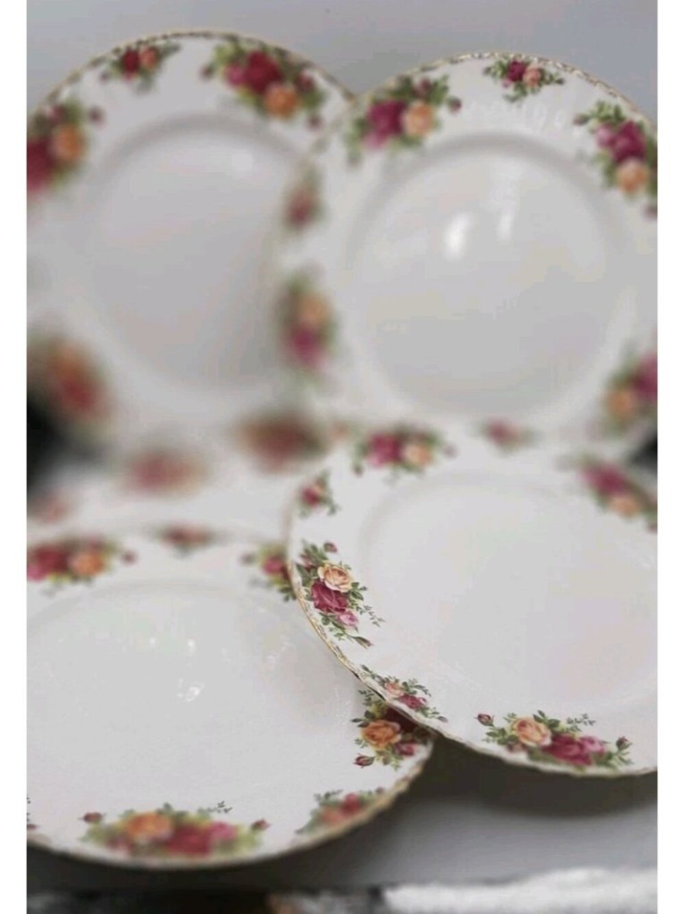 Vtg Royal Albert Old Country Roses Dinner Plates Plate Set Of 5 Vintage 10 3/8"